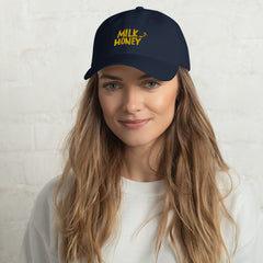 Milk & Honey Embroidered Navy Dad Hat - The Phi Concept