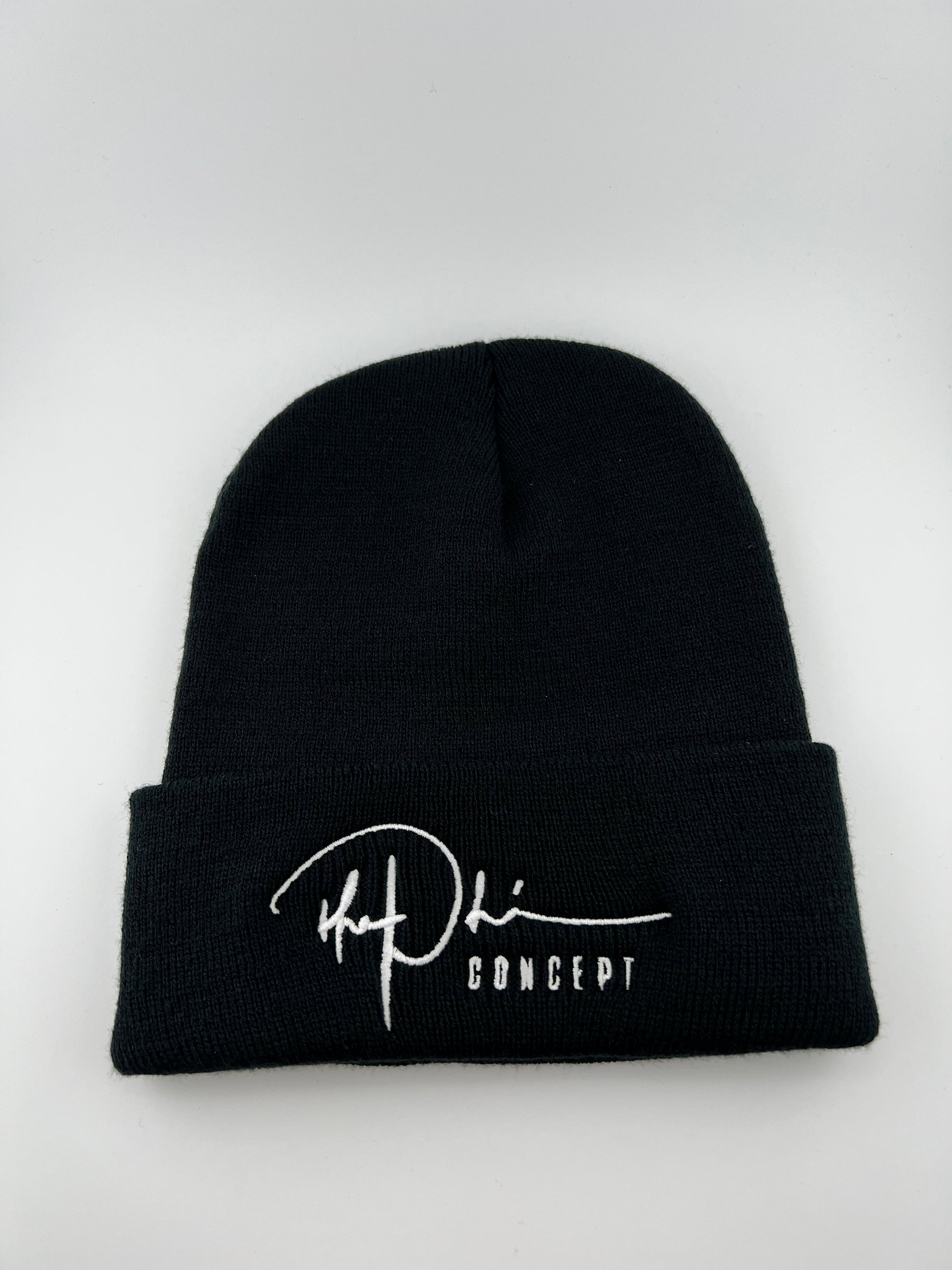 Black The Phi Concept Embroidered Cuffed Beanie