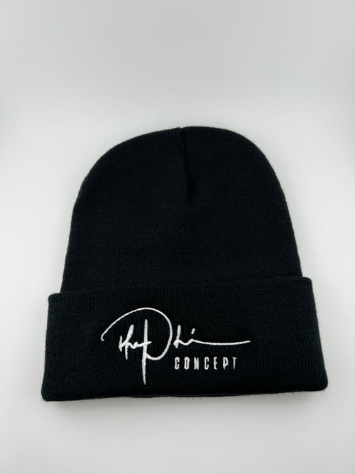 Black The Phi Concept Embroidered Cuffed Beanie - The Phi Concept