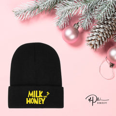 Black Milk and Honey Embroidered Cuffed Beanie - The Phi Concept