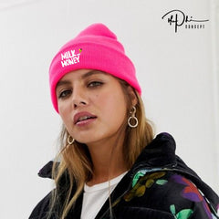 Pink Milk and Honey Embroidered Cuffed Beanie - The Phi Concept