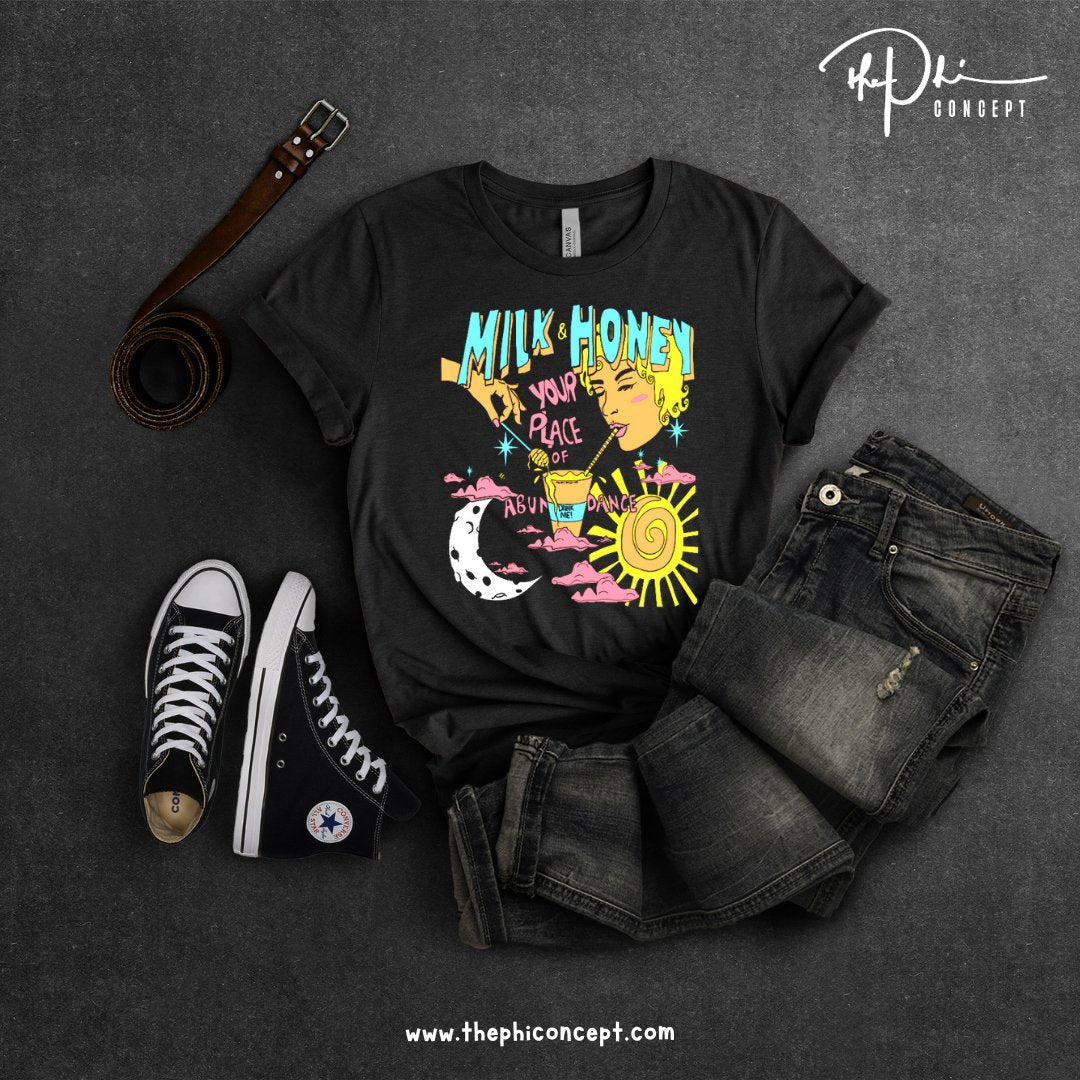 Roxanne Milk & Honey Black T-Shirt - The Phi Concept