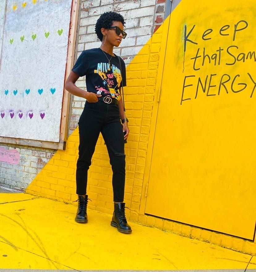 Roxanne Milk & Honey Black T-Shirt - The Phi Concept