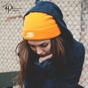 Yellow Milk and Honey Embroidered Cuffed Beanie - The Phi Concept